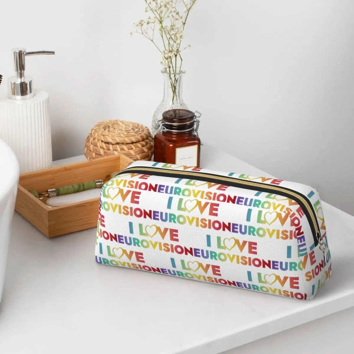 I Love Eurovision - Rainbow Pattern Pencil Cases for Students School Pen Box Pencil Bag Pencil Pouch Pen Holder
