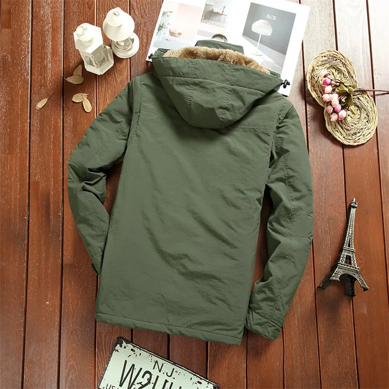 Coat New Versatile and Handsome Men's Casual Outdoor Thickened Hooded Detachable Multi Pocket Coat