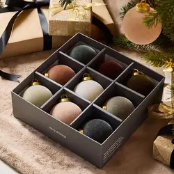 9Pcs Light Luxury Christmas Ball Ornaments Flocking Christmas Tree Party Decoration 2025 New Year Christmas Spheres Pendant
