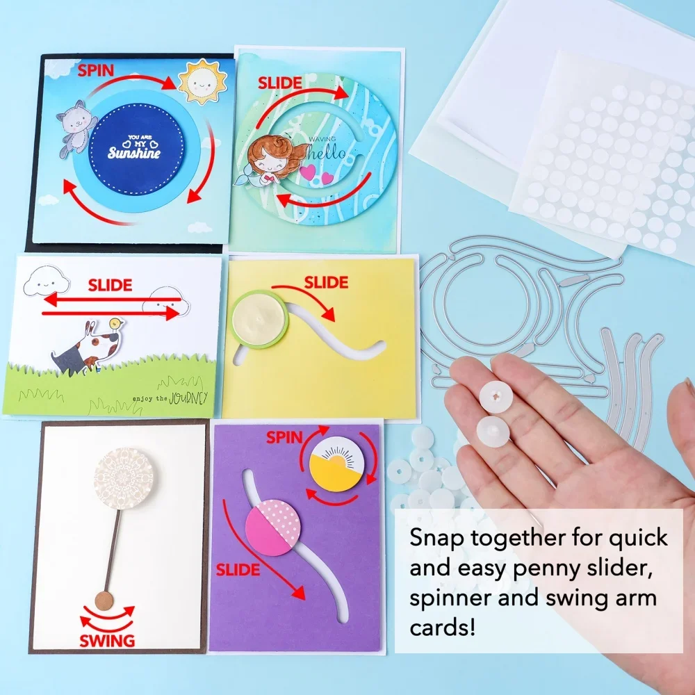 50 Paar Snap'n Slides für die Herstellung von Slider-Karten, Spinner-Schwenkarmkarten, runden ineinandergreifenden Scheiben, einfachen interaktiven Elementen, Snap Spin – Detail 3