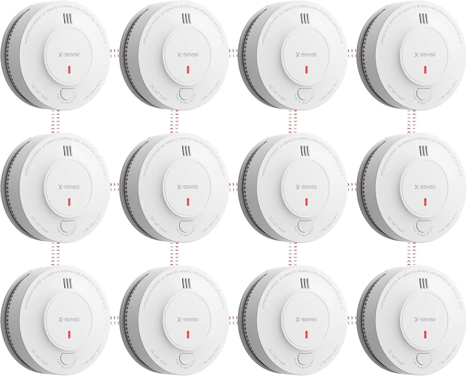 Wireless Interconnected Smoke Detector Fire Alarm with Over 820 ft Transmission Range, SD19-W, Pack of 12