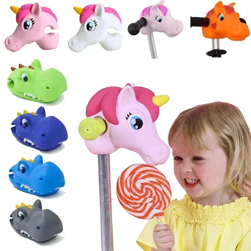 Manillares de Scooter de juguete con Cabeza de unicornio para niños, decoración de bicicleta, accesorios de bicicleta de Scooter de animales,