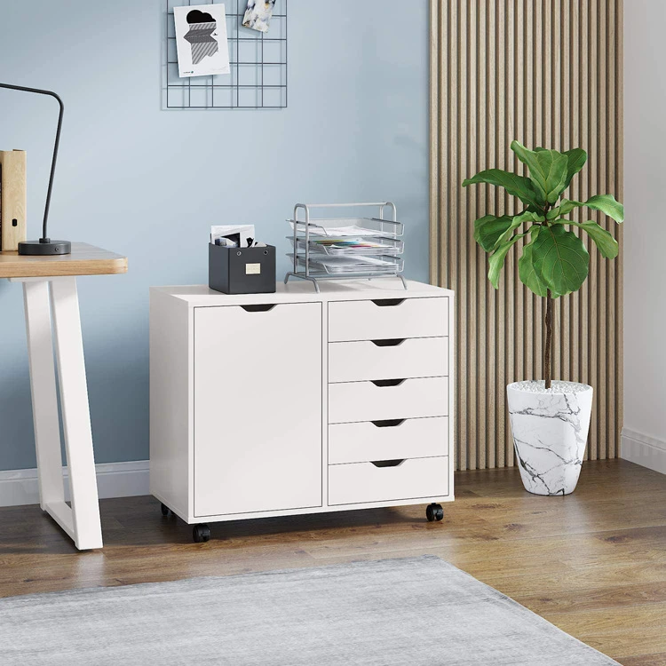 White Rolling File Cabinet Mobile Filing Cabinet 3-Drawer Lateral File Cabinet For Office
