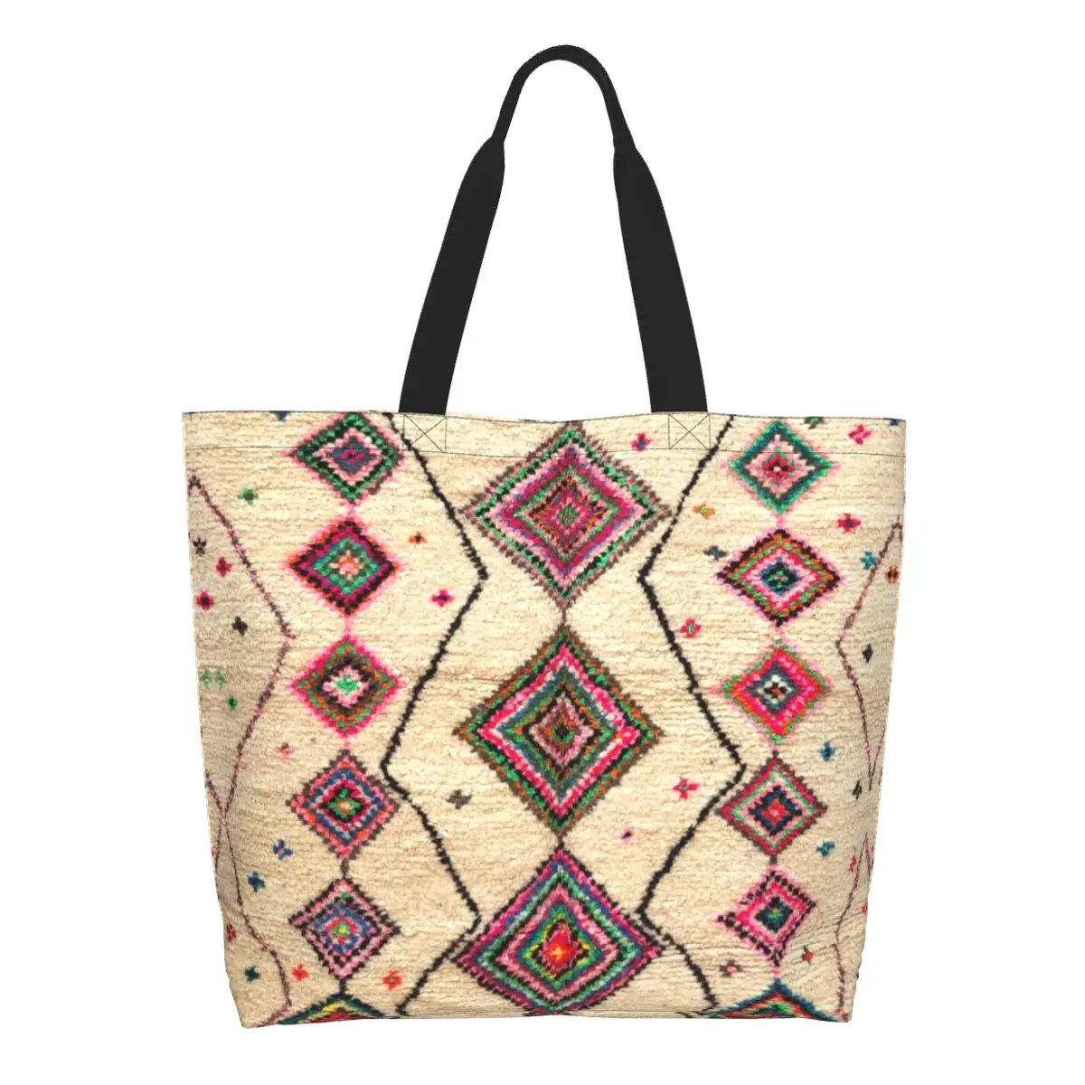

Reusable Moroccan Berber Rug Boho Style Shopping Bag Shoulder Canvas Tote Bag Durable Bohemian Geometric Groceries Shopper Bags