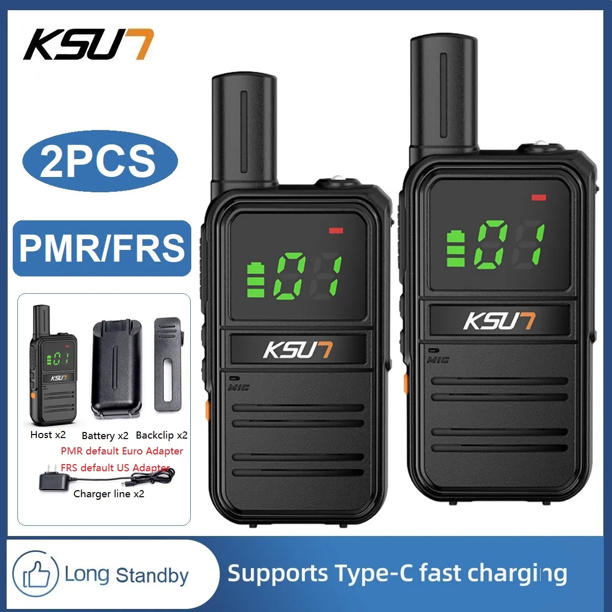 KSUT M3PLUS Mini Walkie Talkie PMR/FRS 2PCS Communication Radios Transceiver Wireless Device Portable Two Way Radio Type-C