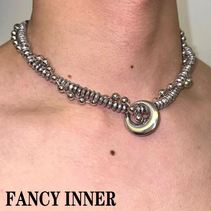 

2025 New Punk Necklace Metal Stainless Steel INS Hiphop Irregularity Chain Twining Neck Accessaries Choker for Women Men Jewelry