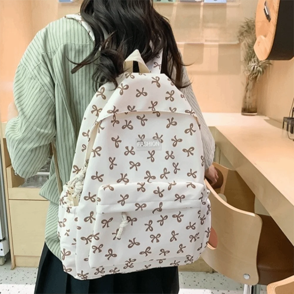 Nylon Bow Backpack Lightweight Adjustable Strap Students School Bag Japanese Style Large Capacity Teenagers Shoulder Bag