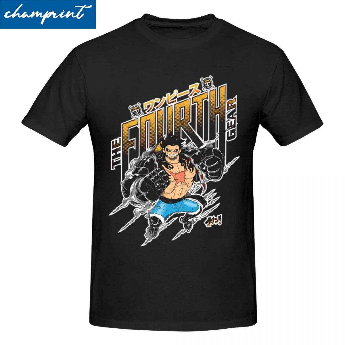 

Эстетичная футболка с изображением Луффи из One Piece, мужская, с круглым вырезом, коротким рукавом, хлопковая, летняя одежда