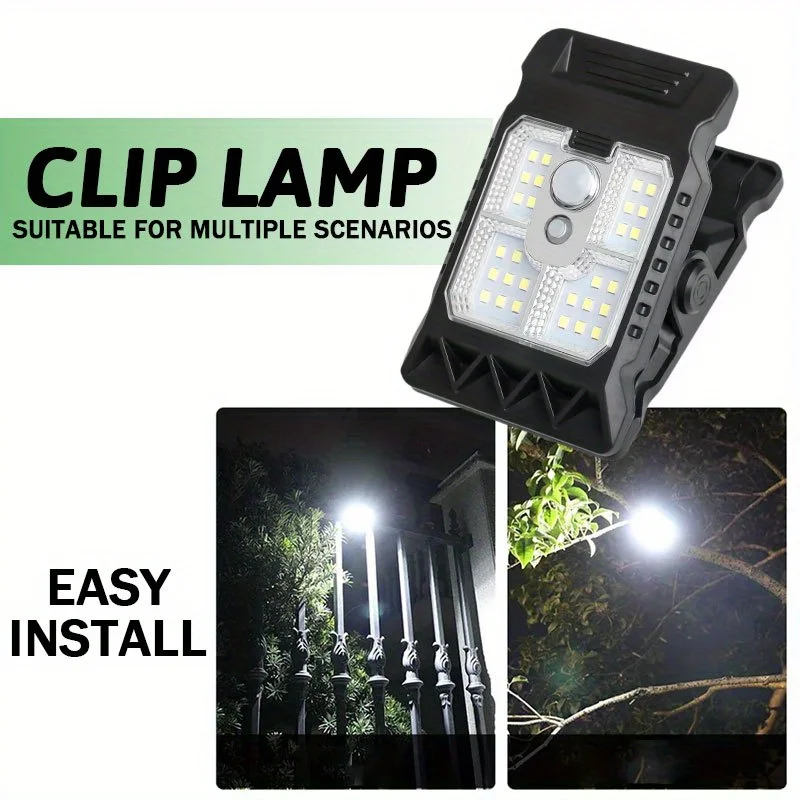1-4PCS Solar Courtyard Lamp Outdoor Garden Lighting PIR Motion Sensor Solar Powered Security Light Waterproof Clip on for Lawn