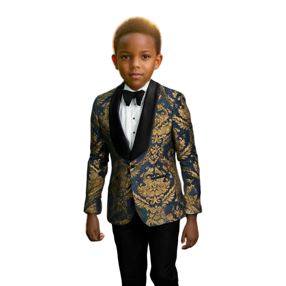 New High Quality Boys 2 Pieces Blazer Pants Set For Birthday Party Classic Child Regular Fit Suits Wedding Ring Bearer Outfit