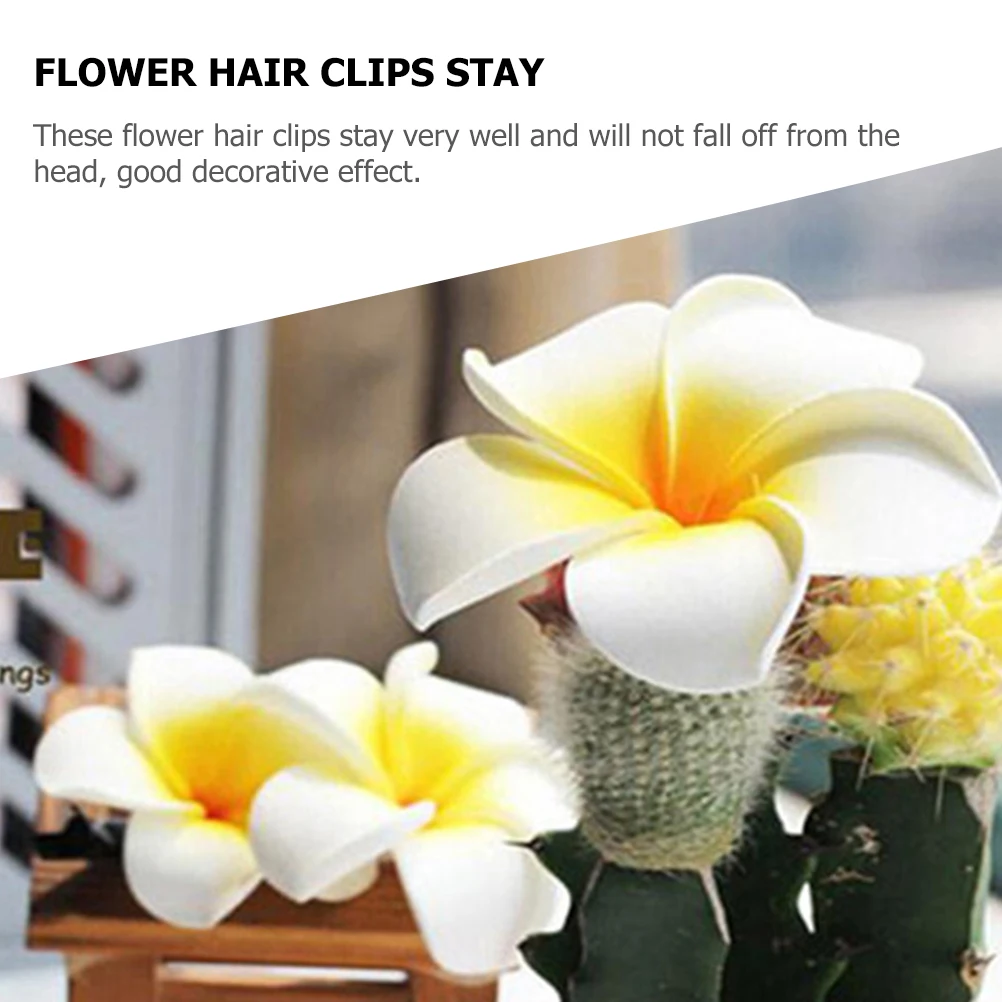 

24pcs Simulation Head Flower Hair Clips Plumeria Hawaiian Decorative for Women Party Daily Wear Thin Hair Accessories