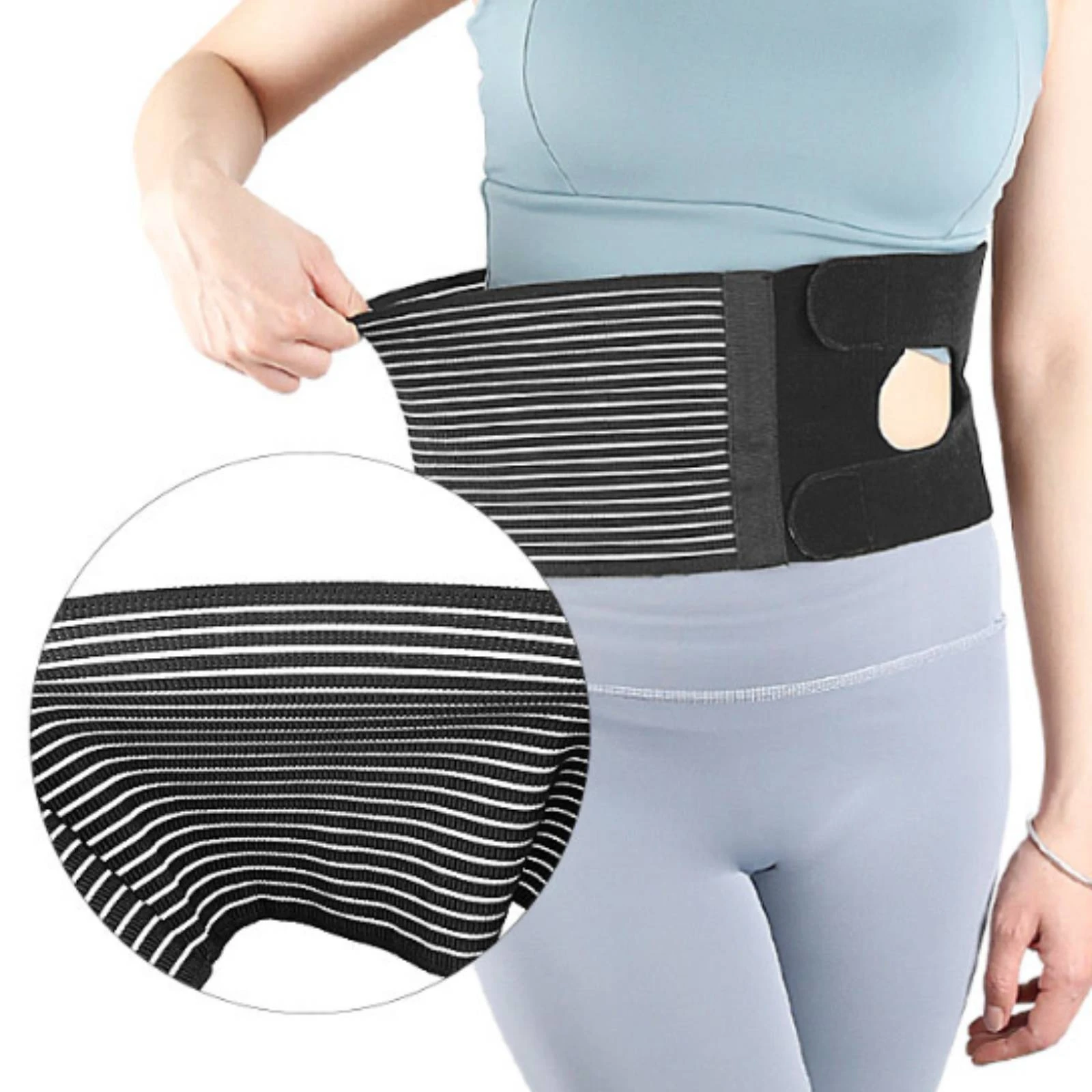 U-Shaped Ostomy Belt Elastic Abdominal Ostomy Belt Adjustable Stoma Wrap Post-Surgery Care Gentle Compression for Recovery