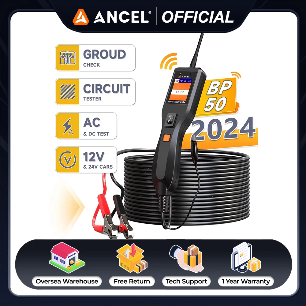 

ANCEL PB50 12V/24V Car Battery Tester Electric Circuit Test Probe Pen Tester Voltage Resistant Test Voltage Power Probe Kit Tool