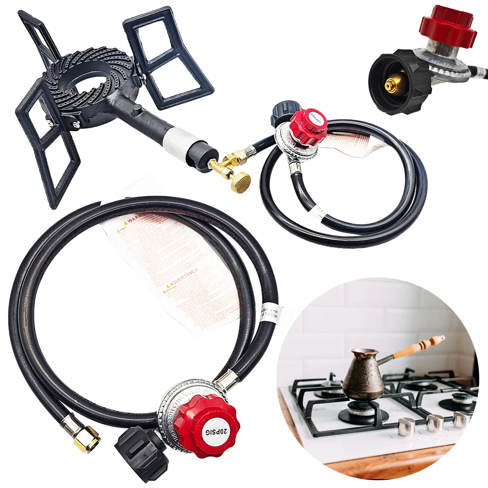 

1.5FT LP Gas Grill Regulator Hose with Hose (No Tank) 0-20 PSI Adjustable Propane Tank Regulator for Burner Turkey Fryer Smoker