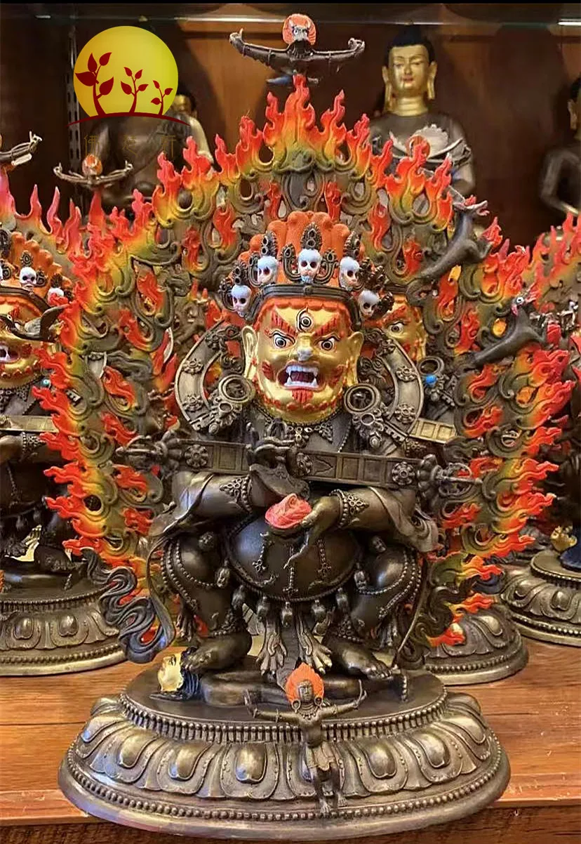Red rod two-armed Mahagala Buddha statue big black sky black robe King Kong 7 inch 10 inch pure copper Dharma protector statue t