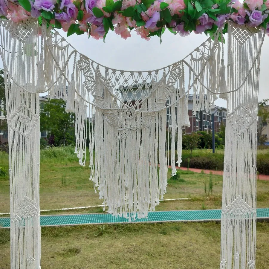 

Boho Wedding Backdrop Macrame Wall Hanging Tapestry Handwoven Macrame Arch Arbor Large Macrame Drape Curtain Headboard Decor