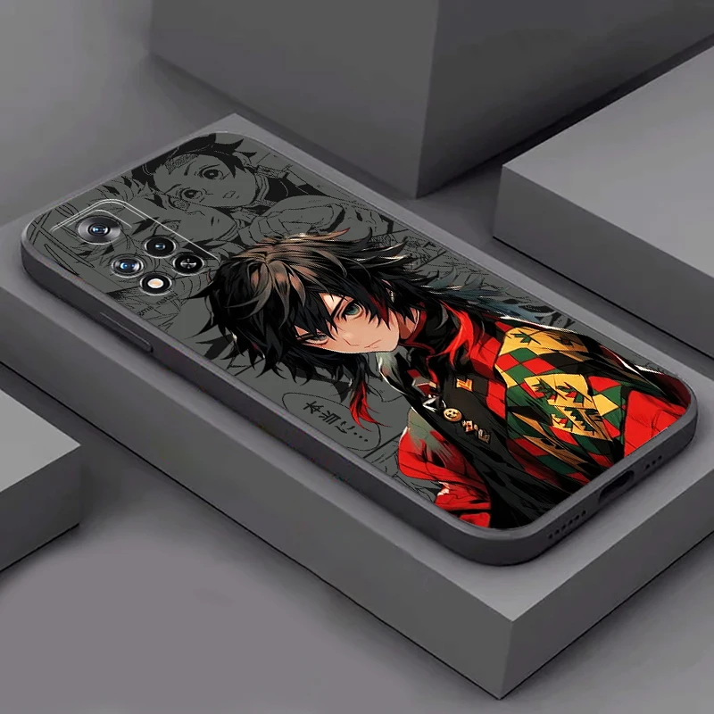 Demon Slayer Kamado Tomioka, funda trasera de silicona líquida para teléfono Xiaomi Redmi Note 12, 11, 11S, 11T, 10, 10S, 10T, 9, 8 Pro Plus