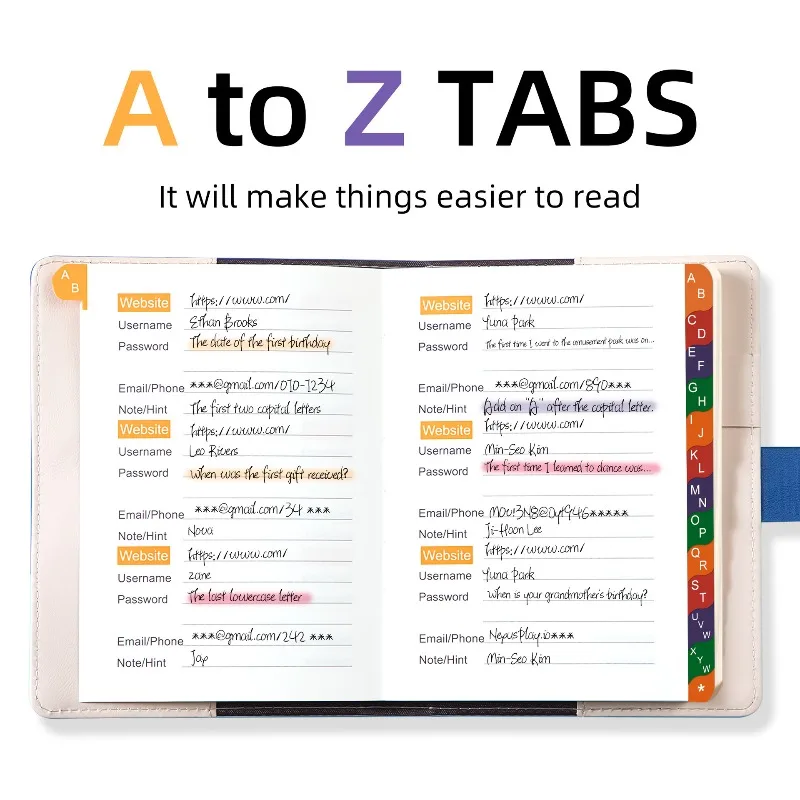 B6 Password Lock Notebook, English Website Address Book with Alphabetical Tabs, Password Organizer Journal, in Stock