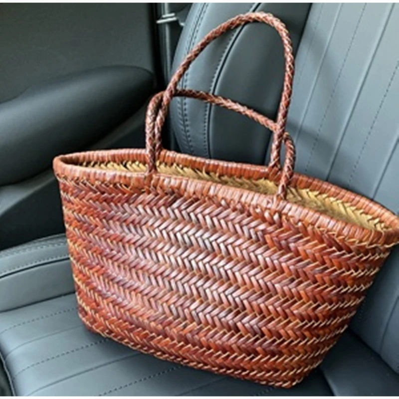 

French Retro Woven Bag New High-end Style Basket Bag Fashionable Versatile Tote Bag Women's Large Capacity Commuter Woven Bag