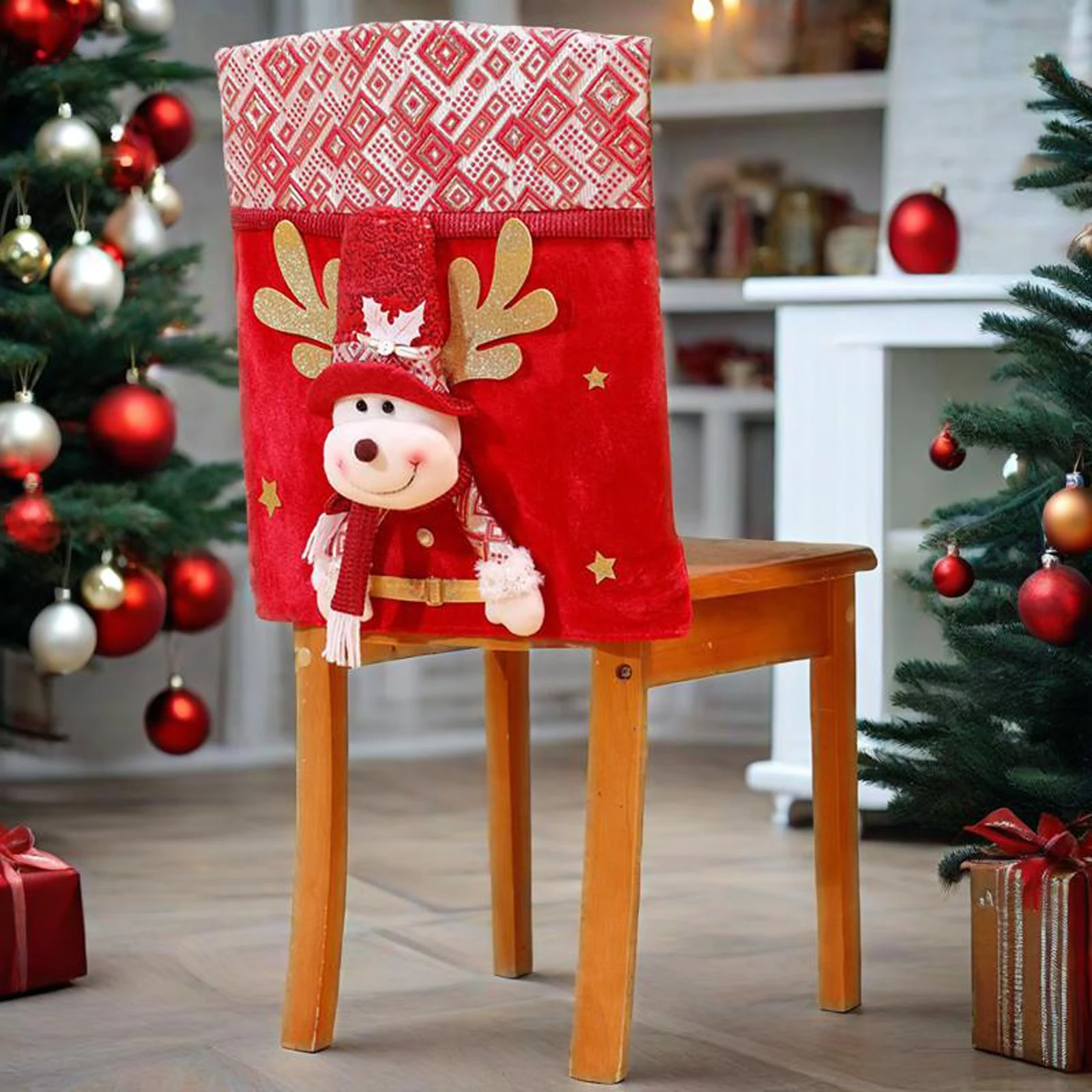 الأحمر عيد الميلاد كرسي يغطي 2026 سنوات جديدة عيد الميلاد سانتا ثلج الغزلان كرسي الظهر يغطي لينة الطعام كرسي قبعات للمنزل كرسي #2