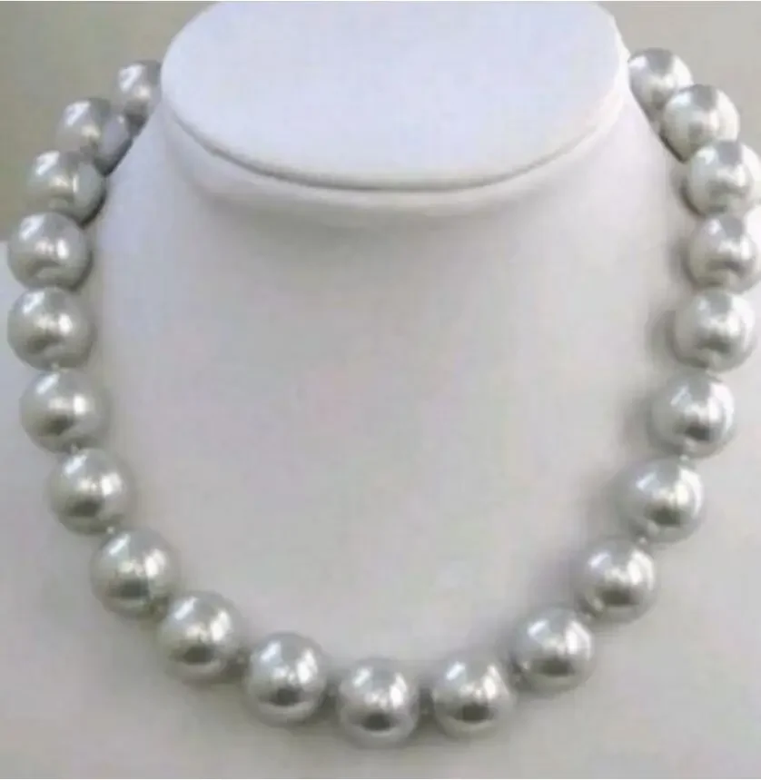 

12MM WONDERFUL GRAY SHELL PEARL NECKLACE 17" AAA NEW style Fine jewe Noble Natural Natural
