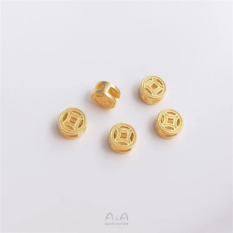 Sand Gold Hollow Engraved Beads Characters Copper Coins Lanterns Flower Balls Transfer Beads DIY Bracelets Necklace Accessories