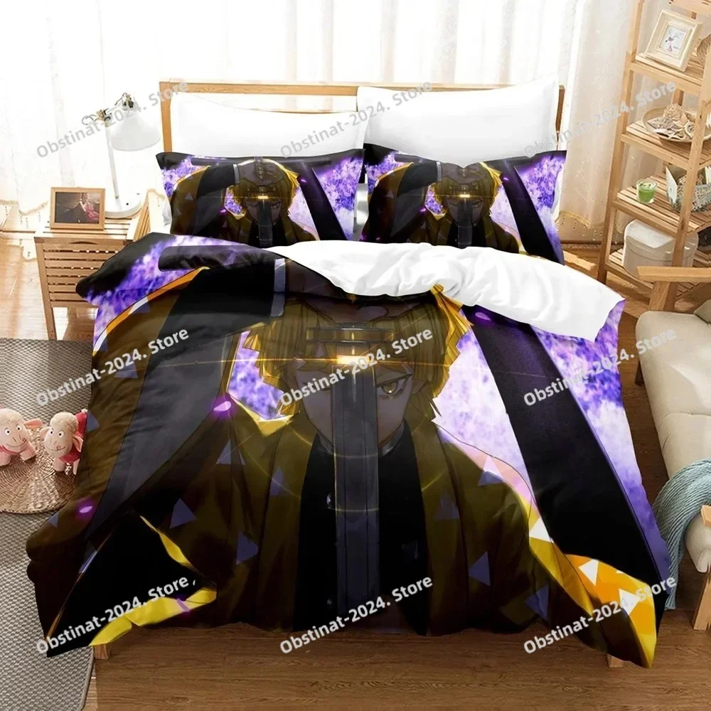 

Fashion 3d Anime Demon Slayer Bedding Set Duvet Cover Full Queen King Size Pillowcase Bed Printed Bed Set Aldult Kid Single Twin