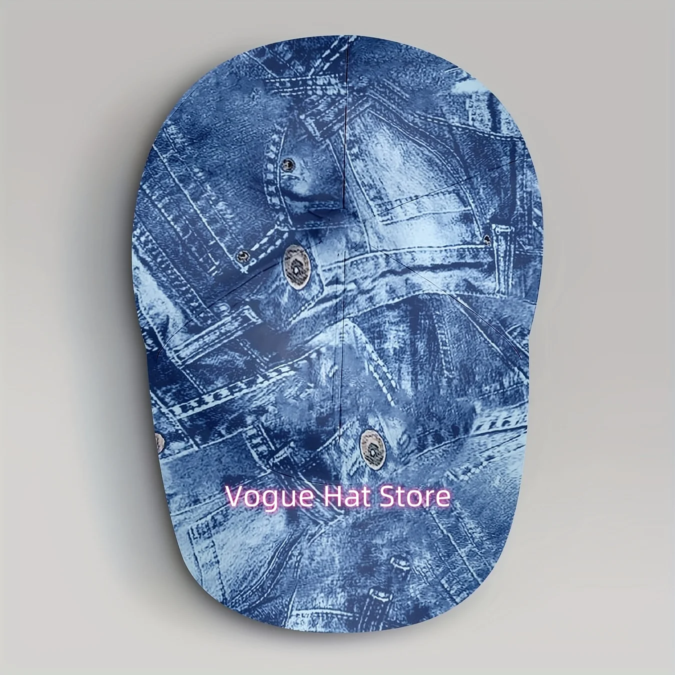 1pc Print Baseball Cap for Men & Women - Adjustable Sun Hat with Patchwork Jeans Pattern, All-Over Blue/Dark Brown/Beige, Vintag view 4
