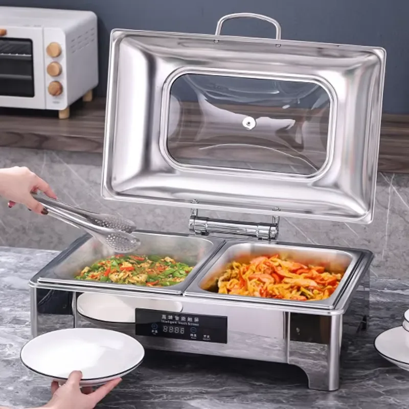Commercial Electric Food Warmer Stainless Steel Square Buffet Stove Induction Heating Pot for Restaurant Hotel Catering