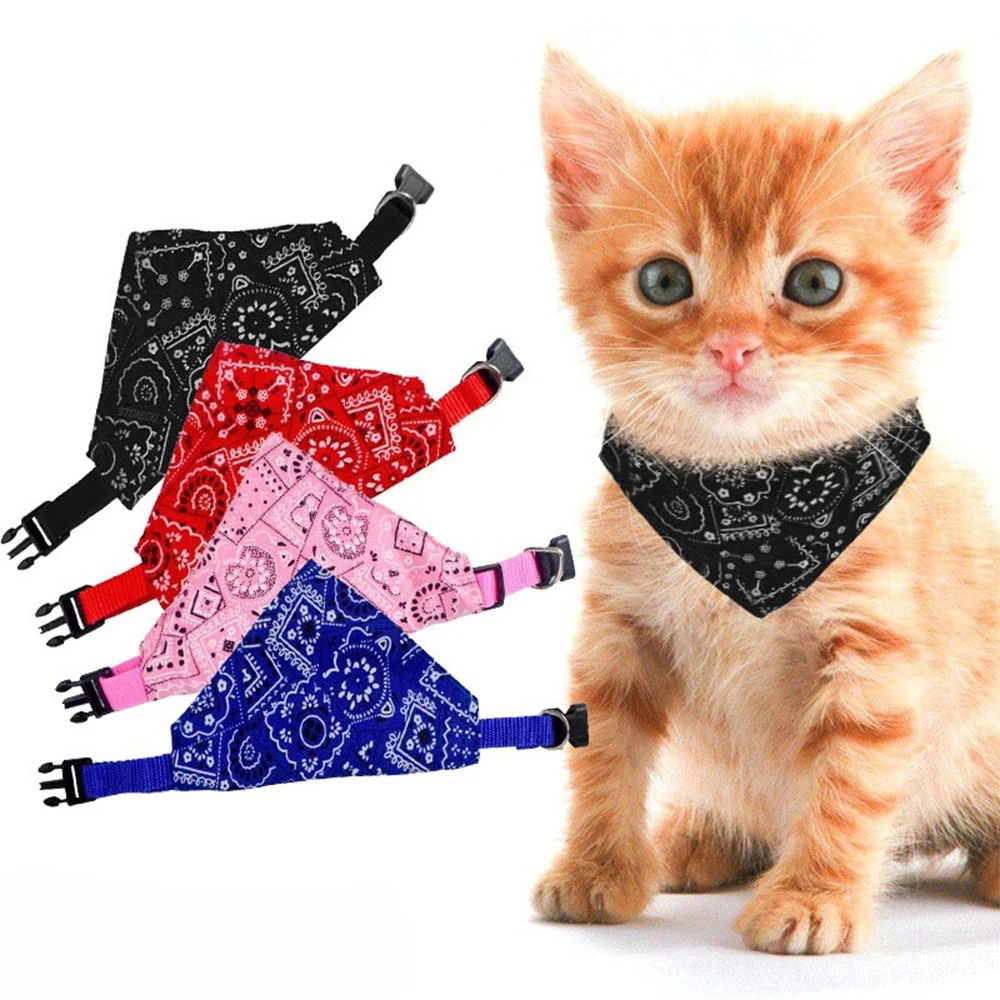Adjustable Printed Pet Triangle Bandana Scarf, Soft Saliva Neckerchief Collar for Puppies Kittens Small Dogs Cats Daily Wear view 2