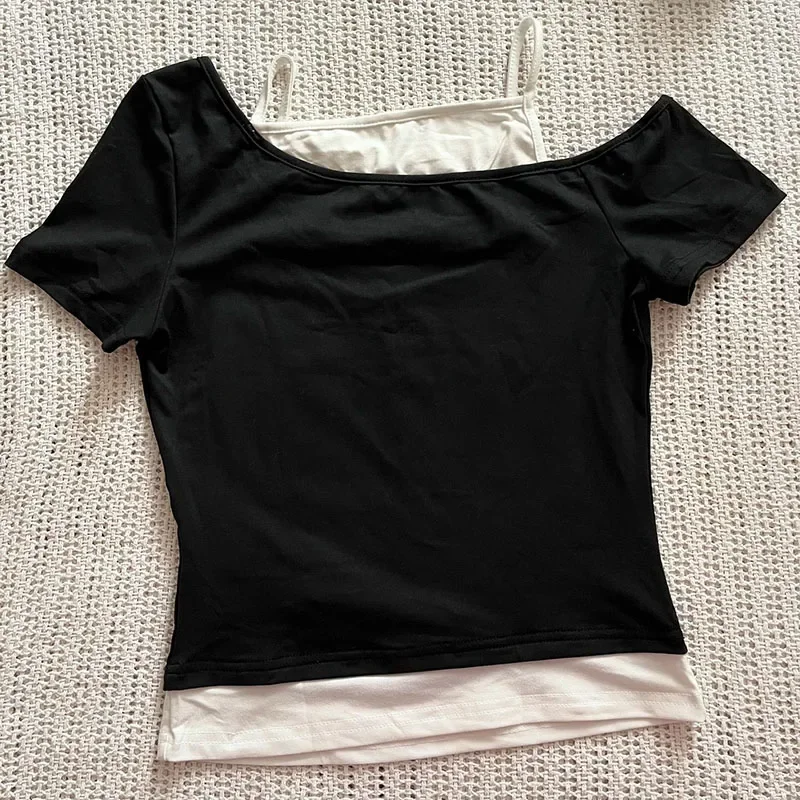 المرأة 90s خمر الشرير تي شيرت الصيف الشارع الشهير مثير قصيرة الأكمام القوطية سليم المحاصيل الأعلى Hotgirl عادية فام المحملة Harajuku Y2k