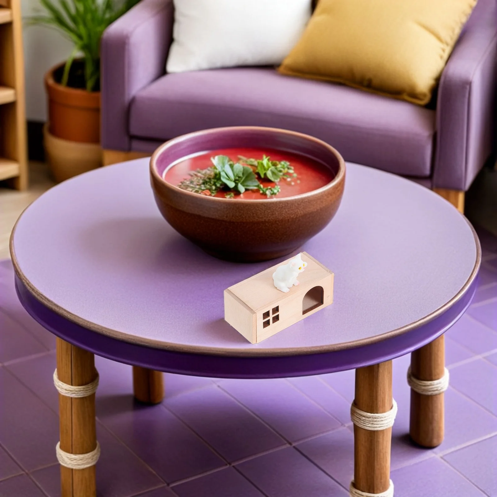 

1 комплект, миниатюрный реалистичный кот, щенок, фигурки из смолы, масштаб 1:12, деревянная мебель для кукольного домика, аксессуары, украшение