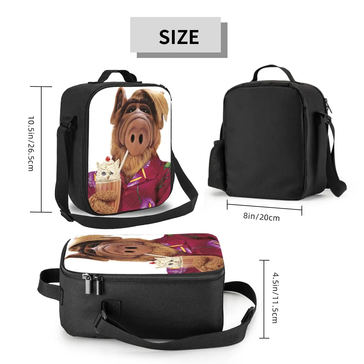 Alf Meme Isolado Lunch Bag para Mulheres, Forma de Vida Estrangeira, Sci Fi TV Show Cooler, Tote Térmica, Office Piquenique, Personalizado, Engraçado