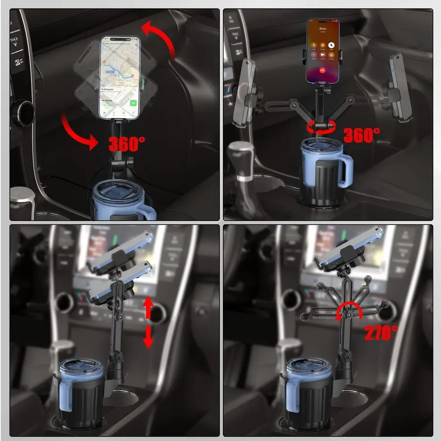 

Car Charger Phone Mount Cup Holder, 3 in 1 15W Fast Charging Auto Clamping Cup Holder Expander for Car, Phone Holders for Your C
