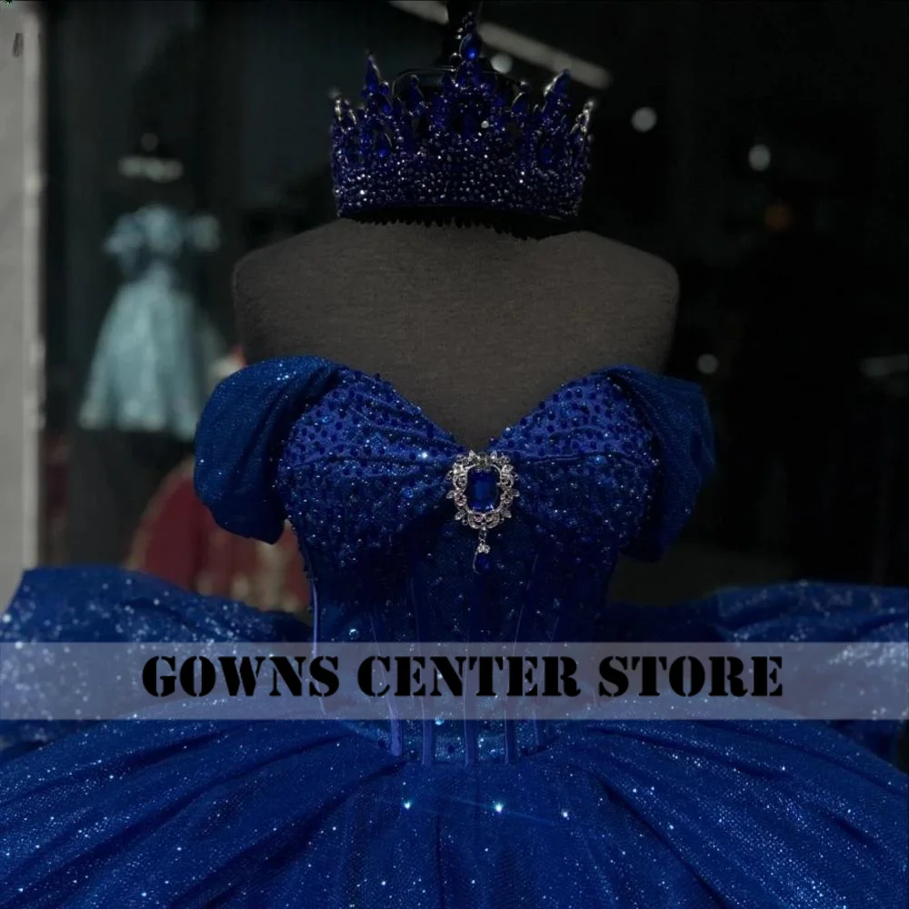 Robe De Quinceanera brillante bleu Royal, princesse douce, robes De fête d'anniversaire pour filles De 15 ans, personnalisées