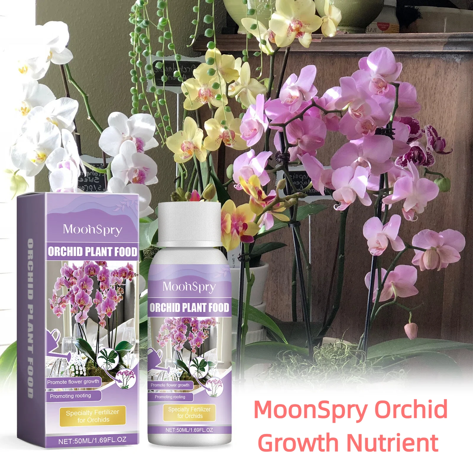 Suplemento Líquido para el Crecimiento de Orquídeas de 50 ml, Nutrientes Compuestos para Flores, Promueve la Diferenciación de Raíces, Agente Especial para Orquídeas