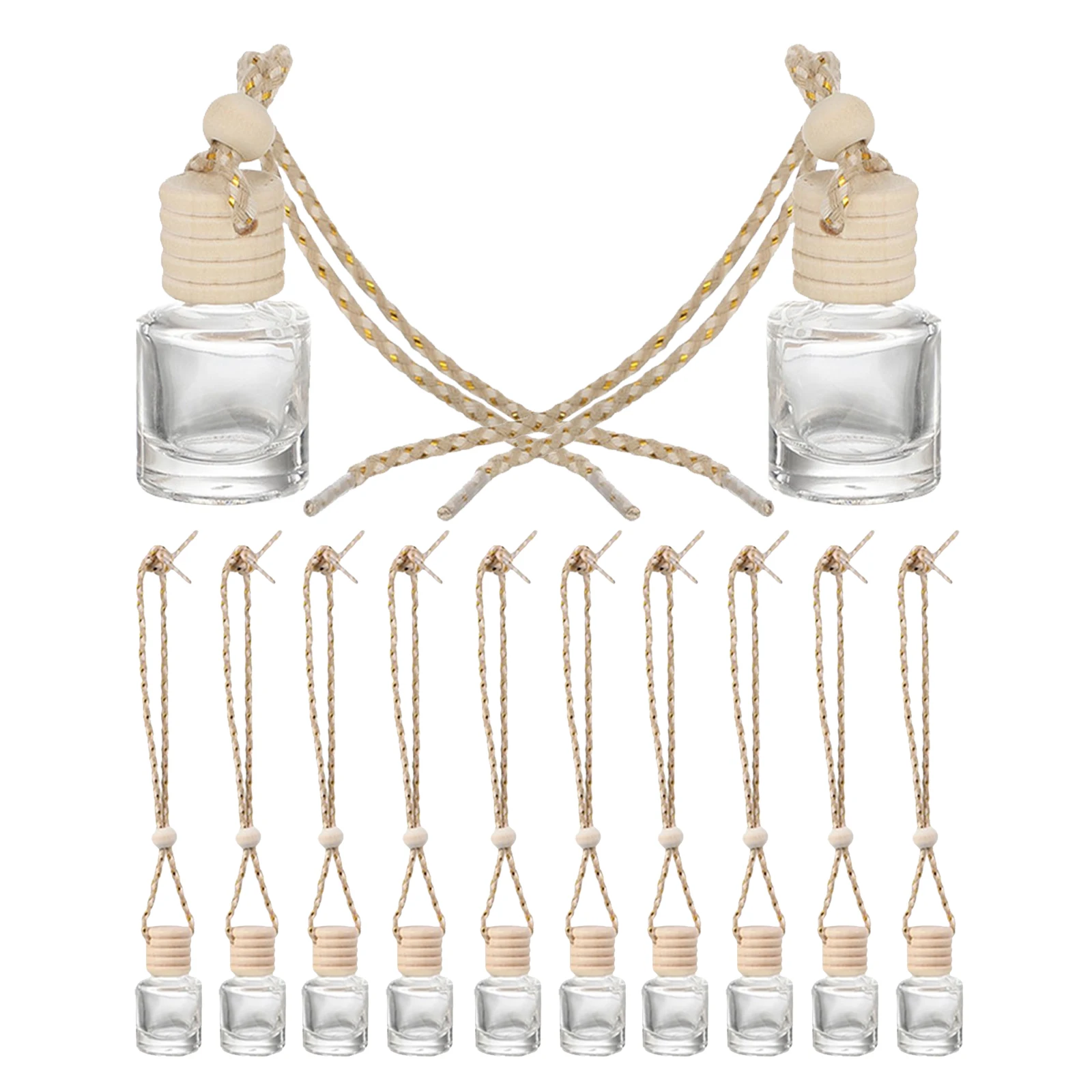 

12pcs Glass Perfume Bottle Small Transparent Car Aroma Containers Reusable Hanging Diffuser Essential Oil Travel Dispenser