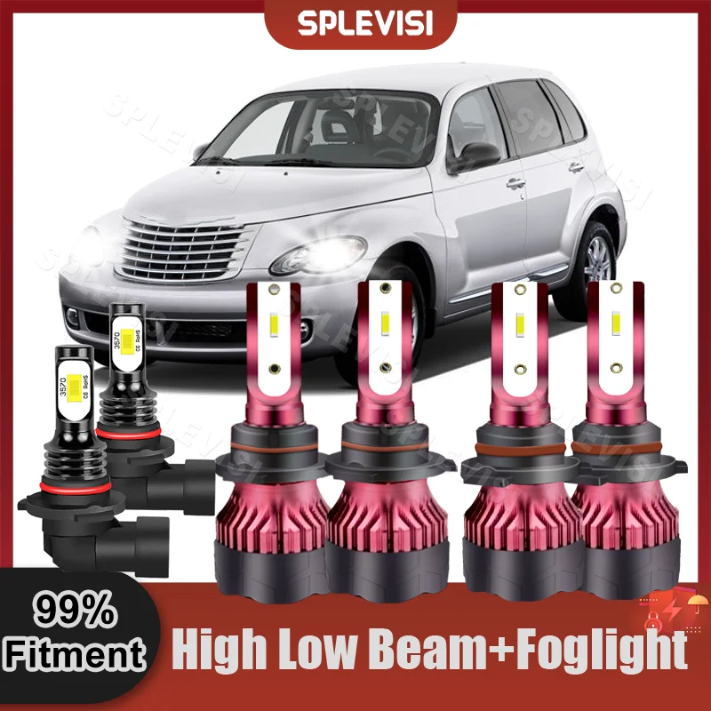 

6PCS Replace Headlight Combination 48000LM For Chrysler PT Cruiser 2006 2007 2008 2009 2010 High Low Beam Fog Lamp CSP Bulb