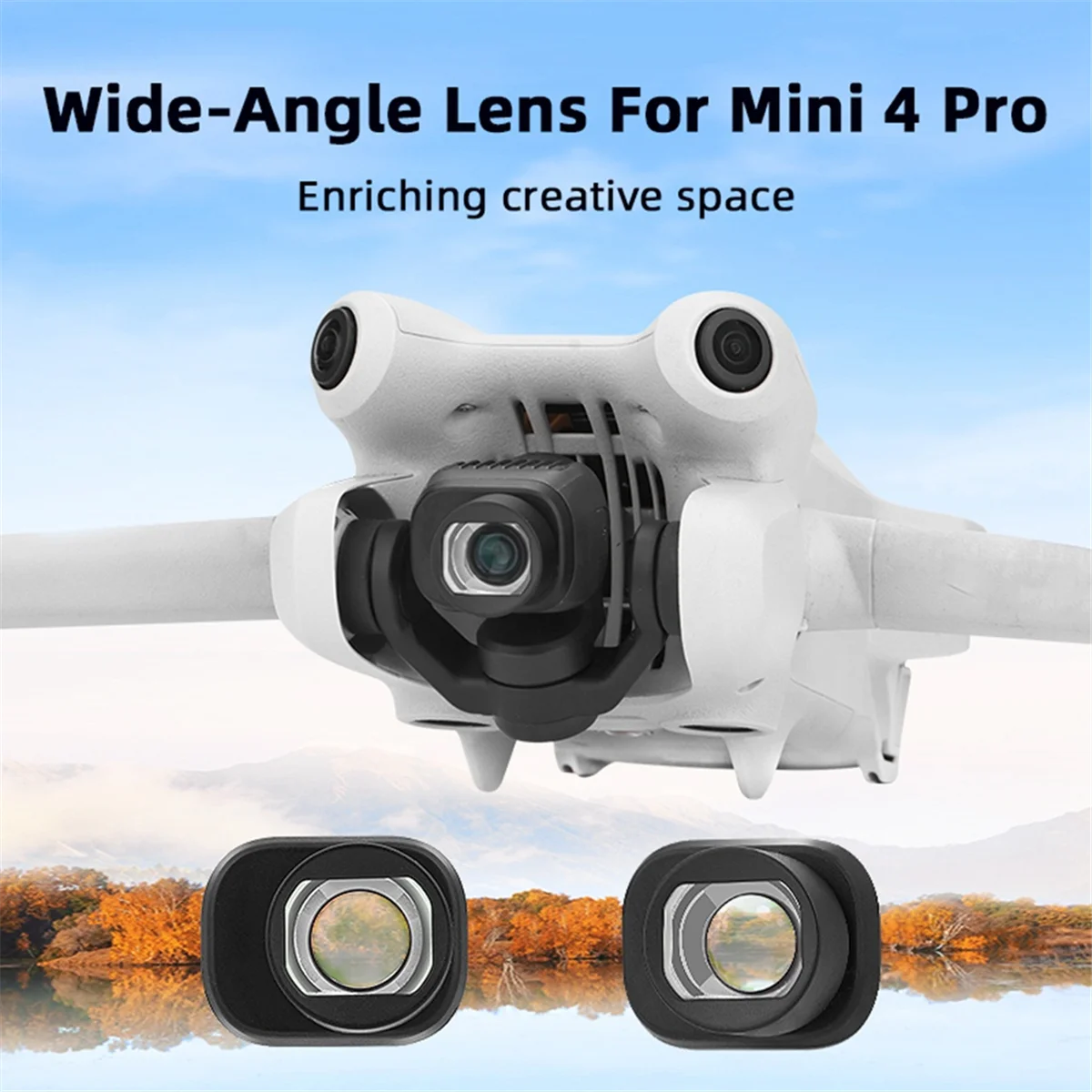 AT-External Wide-Angle Lens Filter Augmented Wide-Angle for DJI Mini 4 Pro Camera Lens Drone