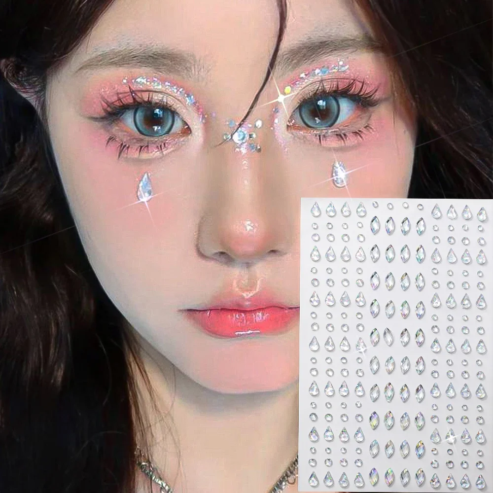 1 قطعة ثلاثية الأبعاد المسيل للدموع الأحجار الكريمة الوجه الراين ملصق مزيج كريستال الماس الوجه العين الجسم لصاقات وشم ذاتية اللصق الوجه ديكور #6