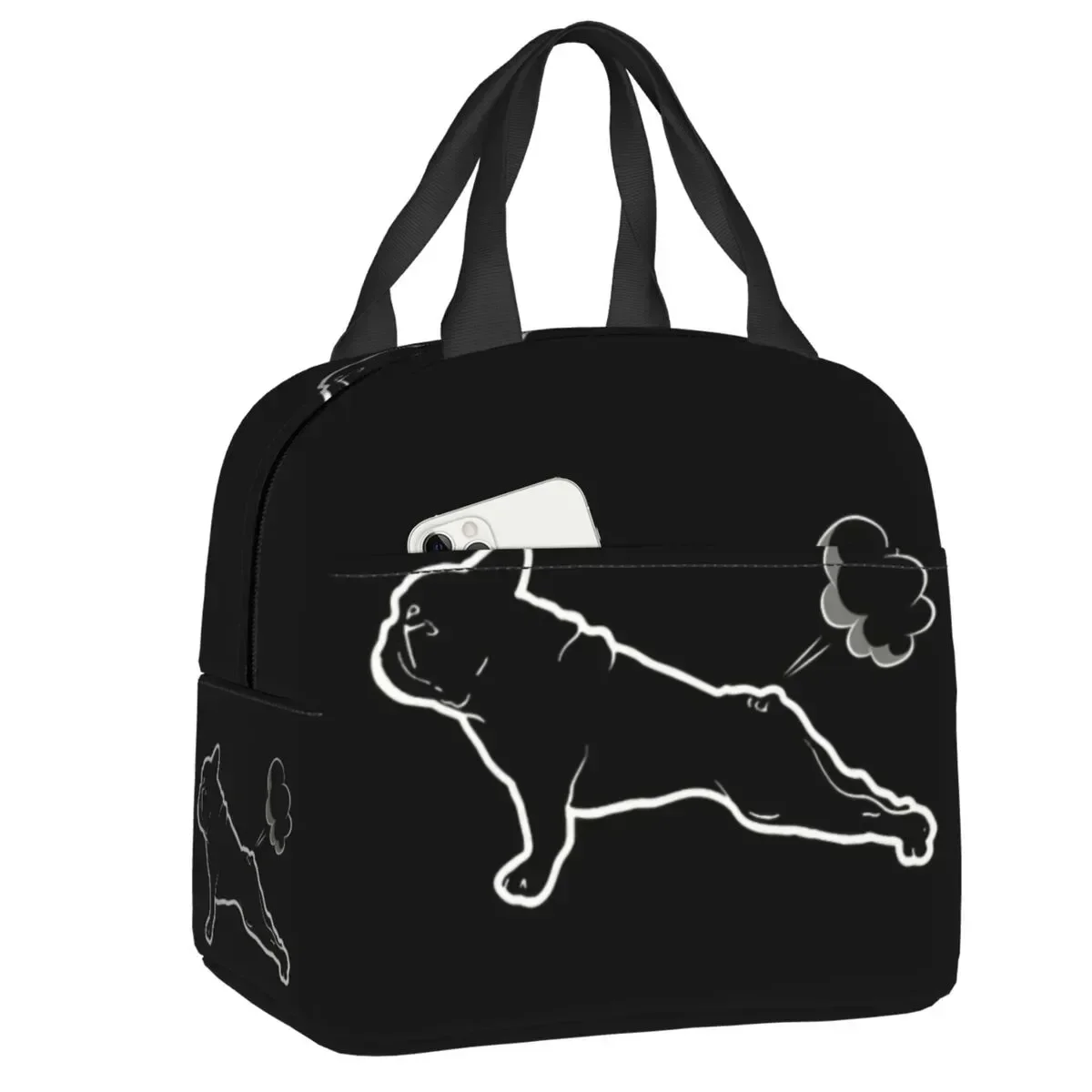 

Hot Sale French Bulldog Yoga Lunch Bag Women Warm Cooler Insulated Thermal Lunch Box for Kids School Work Picnic Food Tote Bags