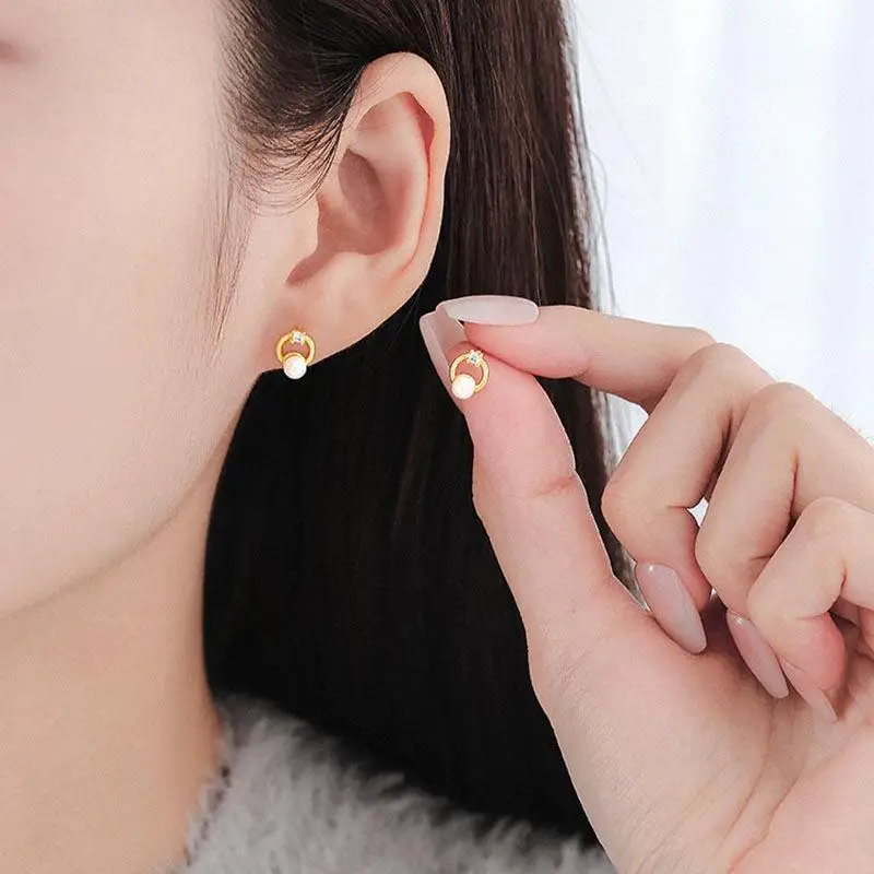 New Hot Fashion 925 Sterling Silver Crystal Geometric Round Earrings for Women Girls Gift Fashion Statement Jewelry