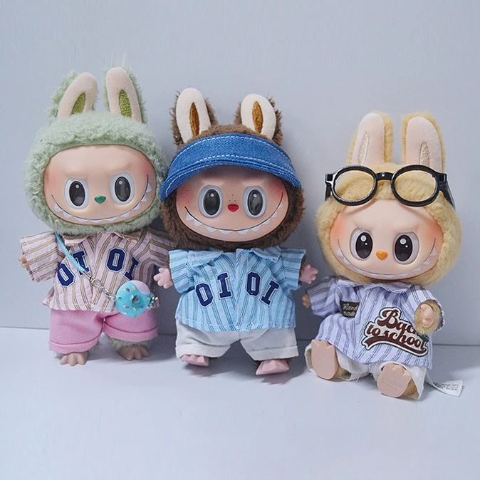 

Popular selling the first, second and third generations of Labubu can wear retro American shirt suit handsome decoration.