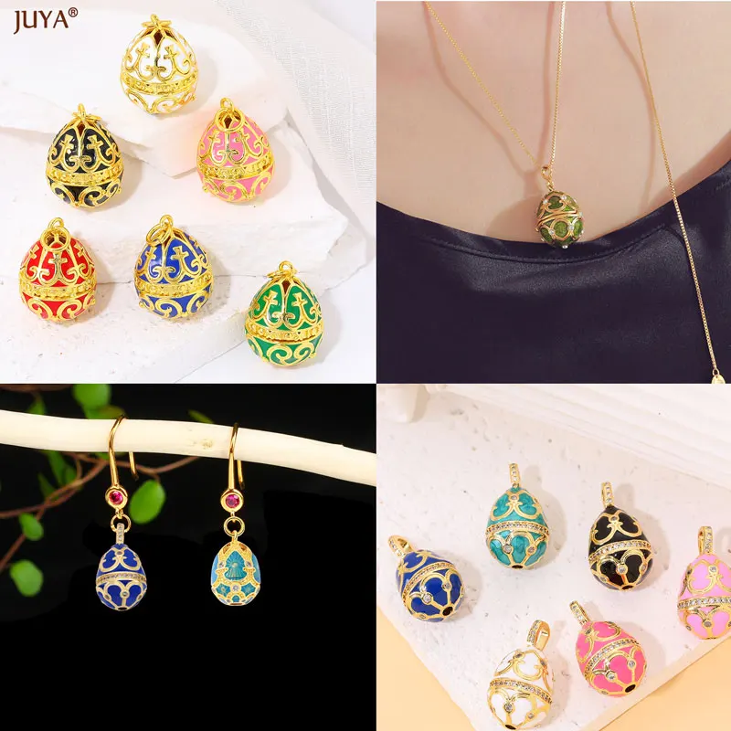 JUYA 3D Water Drop Pendant Enamel Print Charm For DIY Bohemia Folk Necklaces Fashion Jewelry Making Accessories