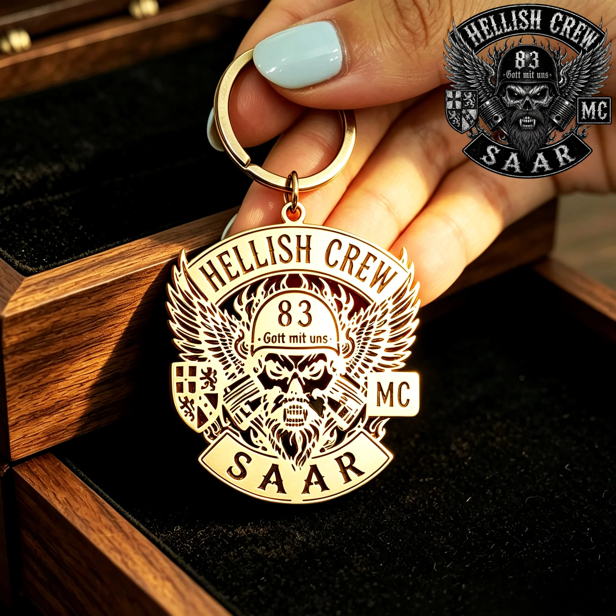 Custom MC Logo Club Keychain Personalized Fashion Stainless Steel Motorcycle Club Emblem Pendant Biker Gift Key Accessory
