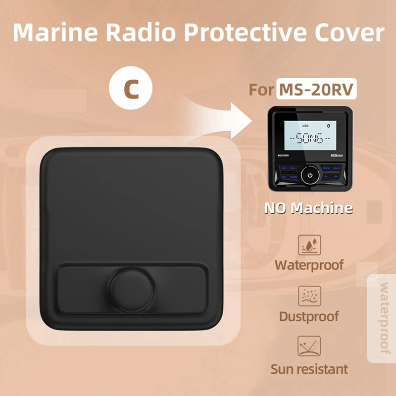 For Marine Radio Cover MP3 MP5 FM Boat Radio Soft Silicone Protector Waterproof Suit For UTV ATV SPA RZR