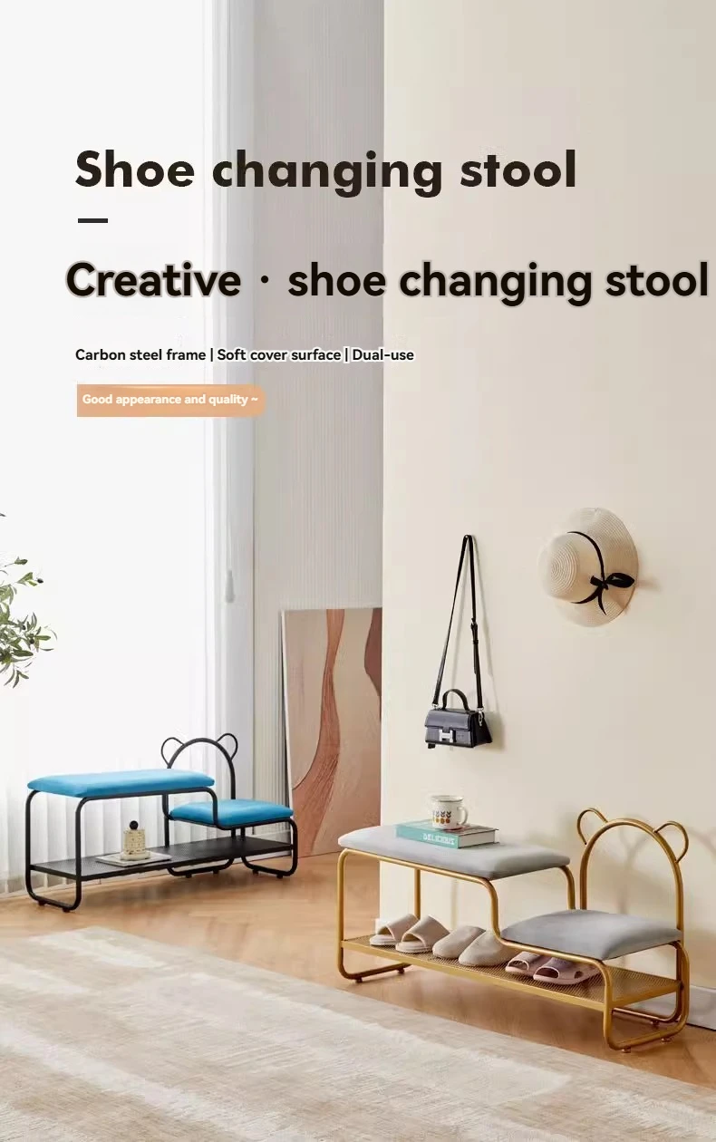 Integrated Shoe Changing Stool And Shoe Cabinet for Home Entrance Simple Design Door with Changing Stool at Entrance