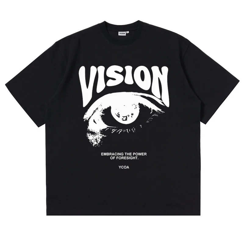 Men's T-Shirt Oversized 100% Cotton Eye Graphic Korean Summer Y2k Tops Tees Streetwear Harajuku Short Sleeve Aesthetic Clothing image 4