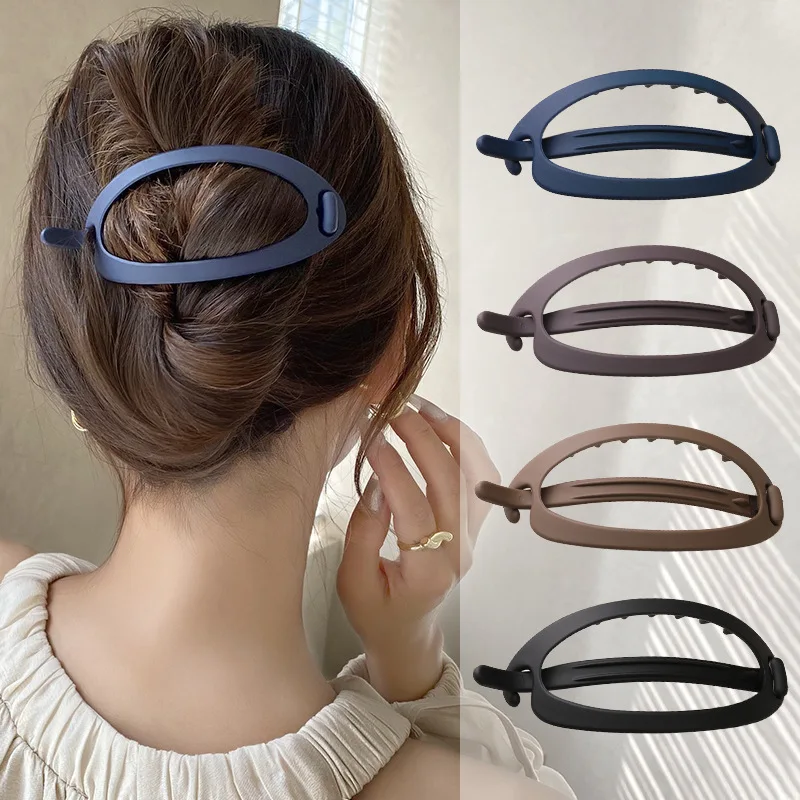 

New Frosted Oval Hair Clips Elegant Women Solid Color Buckle Hairpin Versatile Outdoor Fashion Barrette Girls Hair Accessories