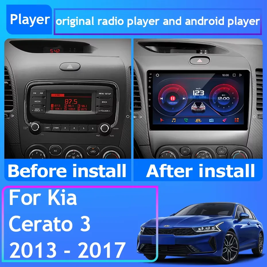 Car Radio Android 14 For KIA Cerato 3 Forte K3 2013 - 2017 Navigation GPS Carplay Android Auto Multimedia Player Stereo No 2din